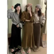Ying Fashion Shop 高腰氣質 百搭設計感 超顯瘦魚尾裙 半身A字裙 魚尾A字裙