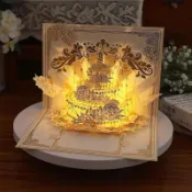 熱賣中⚡3d生日立體賀卡花朵音樂蛋糕高顏值精致禮物小清新紙雕手工卡片