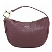 【Salvatore Ferragamo】Hobo XS 馬蹄金扣荔紋牛皮半月型手提包(酒紅)(流浪包 馬鞍包 腋下包)