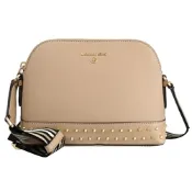MICHAEL KORS JET SET CHARM 經典防刮皮革拉鍊斜背貝殼包(駝色)