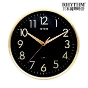 【RHYTHM 麗聲】官方直營  現代時尚黑色面板掛鐘(尊爵黑金)