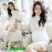 孕婦純服耶誕節風攝影孕寫真洋裝影樓白色慾媽新款主題拍照服裝