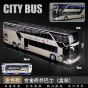 轉機商店 【1:50合金聲光】雙層巴士模型 旅遊巴士模型 汽車模型 車模 回力車 兒童玩具車 聲光回力 合金車身 可開門 仿真細節 收藏擺件