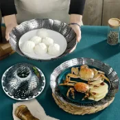 協貿國際日用品生活12館 不銹鋼蒸籠家用隔水蒸架迷小蒸盤電飯鍋通用折疊蒸格圓形伸縮篦子