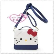 小花花日本精品♥Hello Kitty 肩背包 凱蒂貓 造型側背包 單肩小方包 斜背包 藍白貓臉 41128107