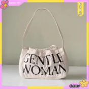 花旗🌿Gentlewoman帆布袋,餃子包手提包抽繩單肩包,單肩包泰語字母手提袋溫柔的女人包包