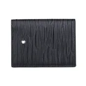 【HOTAI購】【MONTBLANC 萬寶龍】4810系列 內壓印LOGO樹皮紋牛皮4卡式功能小短夾(迷你/黑)