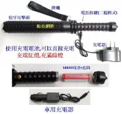 天天優選百貨 現貨(大全配)送電池+充電器+塑膠盒裝 L2強光防身手電筒 狼牙棒伸縮防身手電筒 登山露營開車必備 防身防狼棍