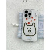 ins韓風西紅柿線條小狗適用iPhone16/15/14女13蘋果12手機殼11/XR。