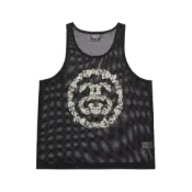(店+)【STUSSY】314070 Stussy x Denim Tears 聯名款 SS25 花環圖案網紗鏤空美式復古背心 男女同款 黑色