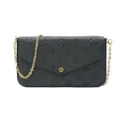 二手品 Louis Vuitton LV路易威登 Pochette Felicie Empreinte 牛皮壓紋手拿/斜背包(M64064-黑)