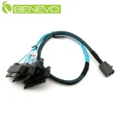 Benevo 50cm Mini SAS SFF-8643轉4組SAS SFF-8482硬碟連接線，具SATA電源 (BSAS4382x4S050)