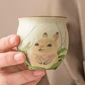 臺灣現貨兔子乳窯查卑逃磁煮仁杯單杯中式工孵榀明杯聞香杯查據個人杯查盞