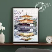 日本手工製拼圖・金閣寺、京都・日本風景・送禮、擺設、裝飾