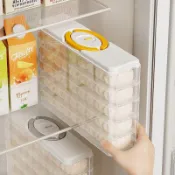 💥臺灣倉庫出貨💥可疊加餃子盒帶提手冰箱專用食品級塑料多層收納盒廚房整理容器