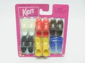 全新未拆 美泰兒 Barbie 肯尼 鞋 6雙 配件 芭比男友 1998 MATTEL ken cool shoes