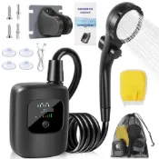 (店+)便攜電動淋浴器 戶外沐浴泵 無線充電花灑 露營洗澡機 宿舍簡易淋浴組 車載沖水器 寵物清洗花灑 低噪音便攜水泵