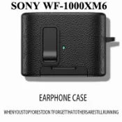 索尼 黑色鎖防丟皮套帶手機支架套適用於 SONY WF-1000XM6 耳機防震保護套皮革開關鎖 SONY WF-100
