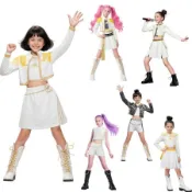 亞馬遜新款女孩惡魔獵人服裝搭流行歌手童裝兒童套裝獵魔女團#Hi, 享樂百貨#