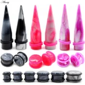 Alisouy 2PCS 10mm-20mm 混色亞克力耳錐塞耳道規套件擴耳器擔架套裝身體穿刺首飾