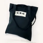 【插畫款】客製文字/印圖_仿布標風提袋 | 黑色直式帆布袋_台灣製
