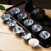 協貿國際日用品生活1館 功夫茶杯個人專用陶瓷茶盞青瓷斗笠杯10個主人杯單杯品茗茶具套裝