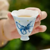 手工堆繪蝴蝶陶瓷杯 主人聞香杯 品茗杯 高顏值茶具 功夫茶杯 茶盞 手作禮物