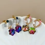 18K 包金銅製耳環 Rainbow Prism Earrings 彩虹花朵