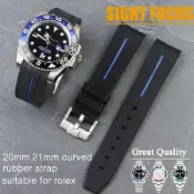小胖達生活百貨 彎弧口20mm 21mm 22mm橡膠錶帶適用於勞力士錶帶潛航者 GMT Master 探險家海使海鬼王天行者硅膠錶帶