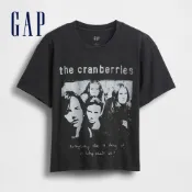 Gap 女裝 Gap x The Cranberries小紅莓合唱團聯名 印花圓領短袖T恤-灰黑色(833091)