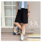 【SISTERS】輕薄涼爽感的鬆緊腰大口袋五分褲 短寬褲/S-3L(女下著/短褲/寬褲/褲子/顯瘦/五分褲/涼感)