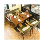(店+)可開發票【免運】北歐簡約甜品店奶茶店咖啡廳桌椅組閤休閒扶手椅子餐廳實木餐桌椅 實木椅 餐椅 靠背椅