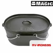 【速捷戶外露營】MAGIC頂級橢圓萬用魚鍋 荷蘭鍋 鑄鐵鍋 附起鍋勾 RV-IRON595