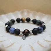 ll 勇敢宇宙 ll 黑瑪瑙 虎眼石 蘇打石 海藻石 中性手環 BR-00040