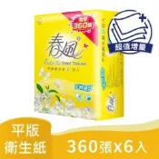 春風平版衛生紙-柔韌細緻 300張+60張X6包/串