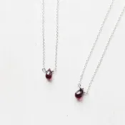 1月誕生石-紅石榴 Garnet  ガーネット純銀鎖骨項鍊