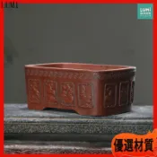長方形花盆 紫砂盆 仿古做舊馬槽盆 陶瓷花盆 蘭花盆 多肉盆栽容器 小品盆栽 桌面擺件 古風花器 盆器 擺飾 粗陶盆