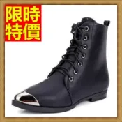 馬丁靴女中筒靴子-秋冬新款英倫風繫帶真皮女鞋子2色65d58【獨家進口】【米蘭精品】