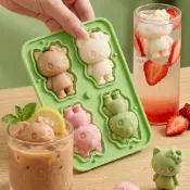 家用製冰格卡通HelloKitty立體可愛便攜按壓自制冰塊模具硅膠冰模 冰格 儲冰盒 冰桶 矽膠 矽膠模具 模具矽膠