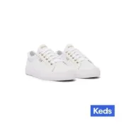 Keds JUMP KICK 奢華風皮革綁帶休閒小白鞋 9203W123119