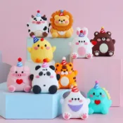 【喵樂購】台灣現貨 小生日帽動物軟膠蛋糕插件 蛋糕插牌 蛋糕裝飾擺件 蛋糕飾品 12生肖 恐龍乳牛熊貓獅子熊動物造型