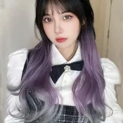 (店+)【EMMA SUE】假髮 長髮假髮 挑染假髮 假髮捲髮 紫灰色假髮 整頂假髮 無痕假髮 大波浪 高顱頂 自然髮片 長髮髮片