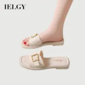IELGY夏季新款休閒拖鞋女平底時尚防滑沙灘