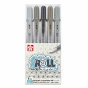 永昌創新國際有限公司 日本 SAKURA 櫻花 證卷筆 Gelly Roll moonlight 月光晶彩筆 灰階 5支入 /盒 XPGB-5ML06【APP滿額下單10%點數(單一帳號最高1000點)】9/30止