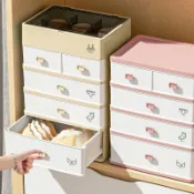 君源優品 內衣收納盒 收納箱 抽屜收納盒內衣收納盒抽屜式家用放襪子內褲三合一分格隔裝文胸整理盒箱神器