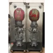 古董老件 老台灣 台南 府城 元春 錫燈 厚錫 完整 含框2尺15 行台 宴王 香案 擺宴
