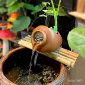 【古法養魚流水設計】仿陶罐古風水培花盆 庭院流水魚缸 水缸魚池水循環過濾器 水培花盆 流水擺件