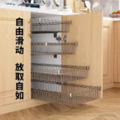 可開發票 廚房拉籃 櫥櫃改造碗碟架 置物架 滑軌收納層架 自制衣櫃抽屜網籃