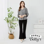 betty’s貝蒂思(69)大長腿神器鬆緊腰彈性小喇叭褲(黑色)