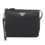 【DOKODEMO】【二手】Prada PRADA Second Bag Clutch Bag Re-Nylon Nesessaire TESSUTO SAFFIANO 2NE7892DMHF0002 黑色尼龍 Saffiano 皮革手拿包
